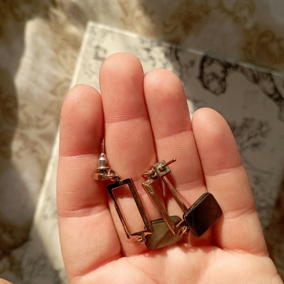 Gold Paua Shell Earrings - Picture 5 of 7